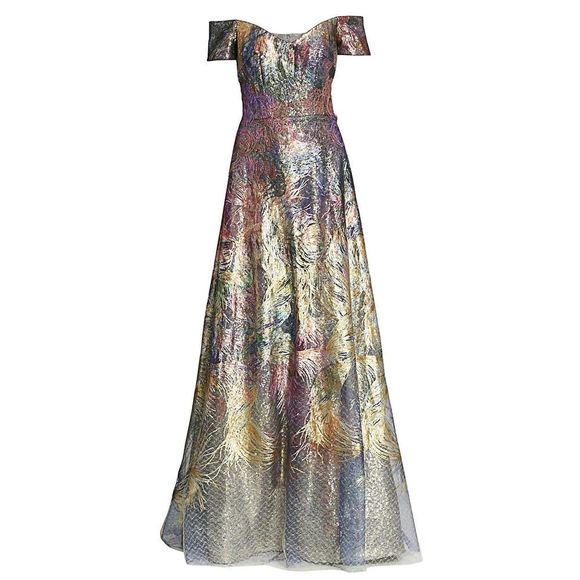 Rene Ruiz Collection Sequin Off-The-Shoulder Gown - Picture 1 of 9